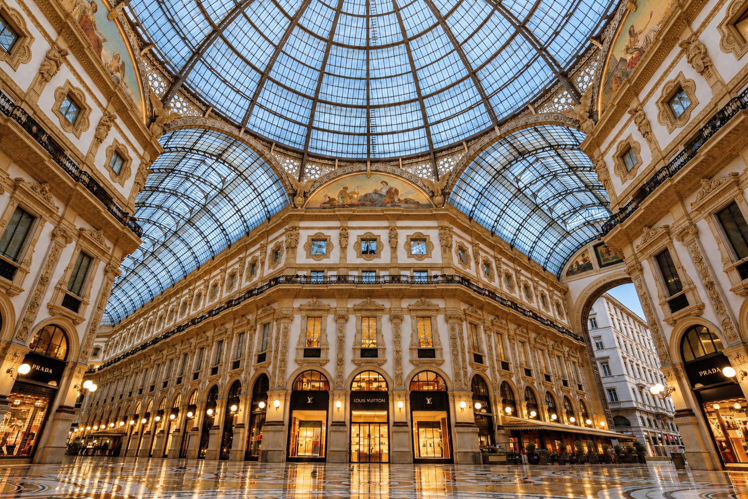 Galleria Vittorio Emanuele II luxury storefronts in Milan